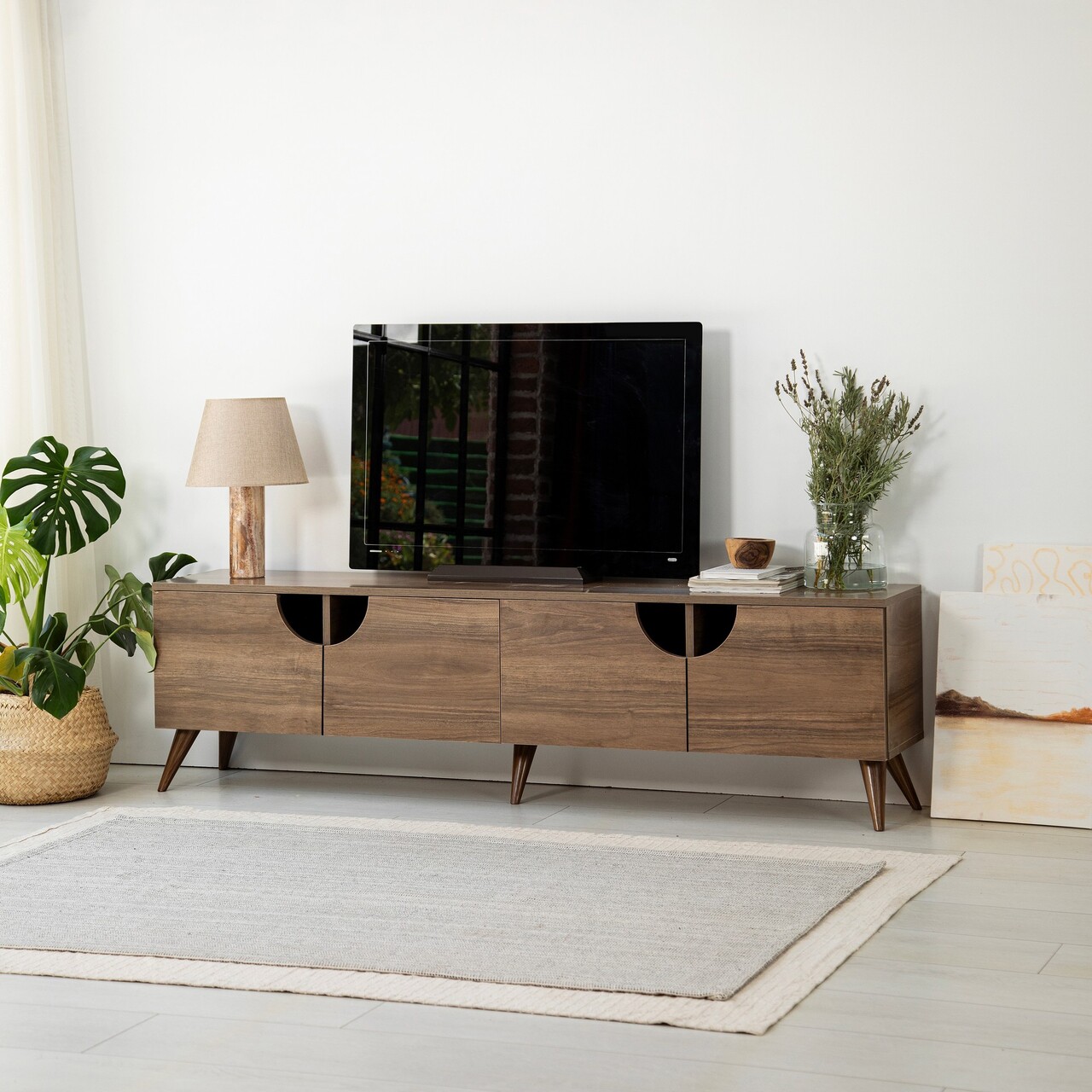 Comoda TV, Hanah Home, Grotte, 180x50x35 cm, Maro - imagine 6